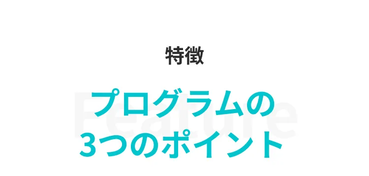 特徴 プログラムの3つのポイント